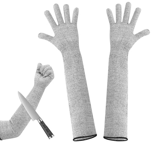 SUPRROW Guard Gloves Gardening, 1 Pair 55cm Cut Resistant Safety Arm Sleeves,Level 5 Cut Resistant Gloves With Long Arm Sleeves,Long Gardening Gloves for Men for Garden Farm Kitchen Heavy Duty Work