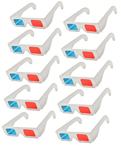 Hemobllo Occhiali 3d in Carta Per Film e Visione 3d, Confezione Da 10 Pezzi, Leggeri e Portatili Per Ragazzo Ragazza e Adulti, Occhiali Anaglifi Rossi e Blu Per Cinema, Giochi e Dvd