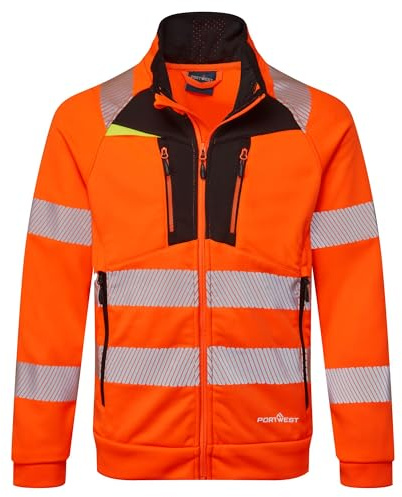 PORTWEST Gilet à capuche zippé Haute-Visibilité DX4 Orange/Noir L - Vêtements de travail