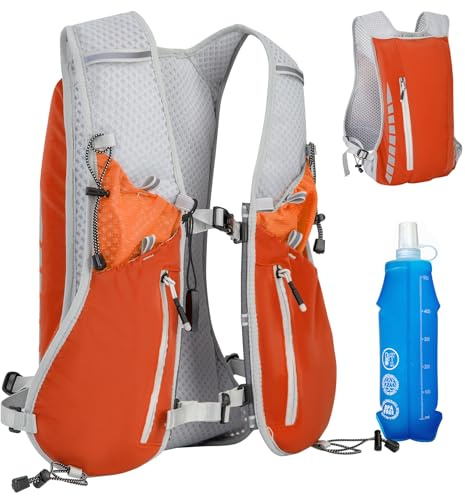 Expansea 7L Mochila Hidratación Ligera Impermeable con Soft Flask 500ml, Multifunción Mochilas de Hidratación, Chaleco Reflectante para Correr Ciclismo Carrera Trail Running
