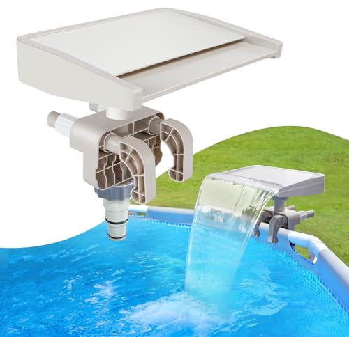 Pool Fountains Waterfall for Above Ground Pools, Sprinkler Fountain with High Flow Rate, Adjustable for Fitting Various Frames, Relaxing Cascade Soothing Waterfall (Beige)
