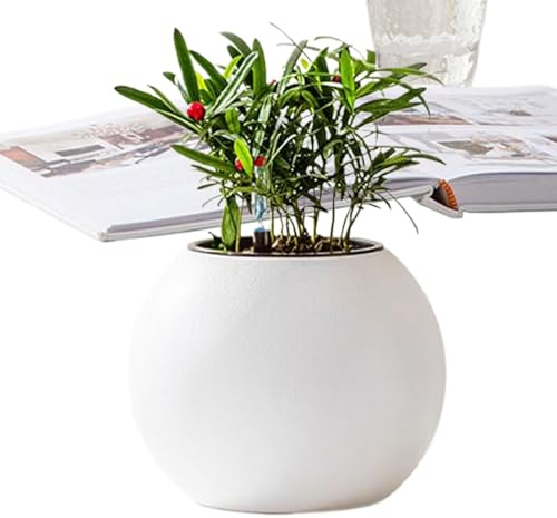Renopfect Innenpflanzentöpfe, Pflanzertöpfe für Outdoor -Pflanzen | Automatische Bewässerung von Töpfen | Kugelförmig fauler Blumenbehälter für Sukkulenten, Veilchen, Efeu