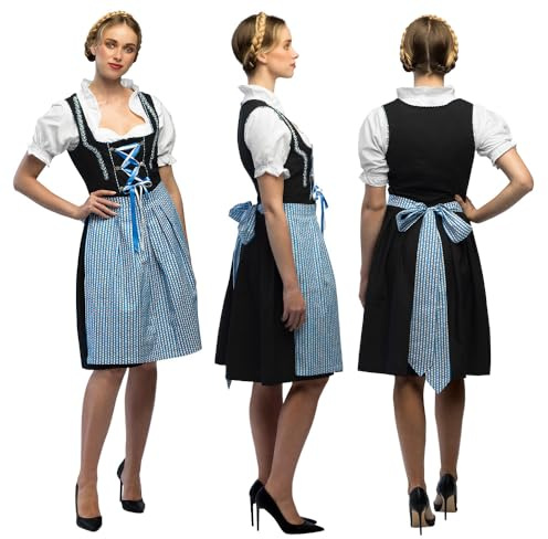 Boland – Kostym, bayerin, kostym-set med Dirndl, blus och förkläde, karnevaldräkter damer för karneval och ölfest