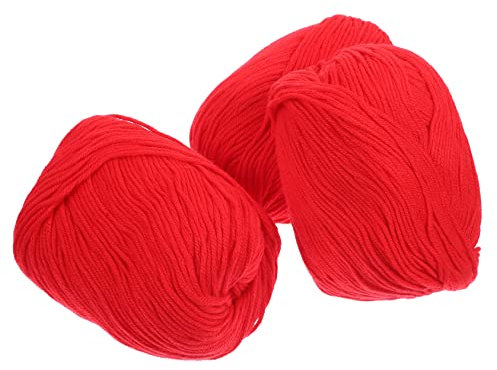 Angoily 3 Rollen Milchbaumwollgarn Baumwollgarn Zum Häkeln Garn Zum Häkeln Jumbogarn Häkelgarn Handstrickgarn Gewichtsgarn Mercerisiertes Baumwollgarn Rotes Proteinvlies