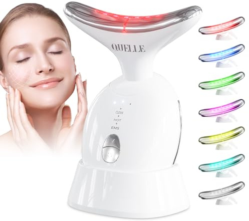 QUELLE Face Massager, Anti-Aging Neck Eye Massager with 7 Colors 3 Modes, Facial Massager for Skin Care, Anti-Wrinkle Device for Slimming Face AM-816 (White)
