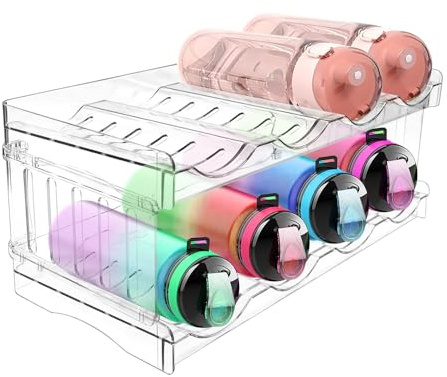 Zuxbolf Portabottiglie Impilabile per Frigorifero,Organizzatore Impilabile per Bottiglie da 2 Livelli,Contiene 8 Bottiglie Porta Borracce da Cucina per Armadio da Appoggio da Ufficio Riunione