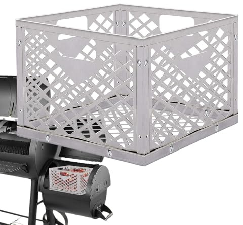 Cesta de carbón vegetal – Cesta cuadrada de acero inoxidable para ceniza con asa, caja de carbón, cesta de estufa de carbón para ahumar compensada que se adapta a la mayoría de parrillas de ahumador