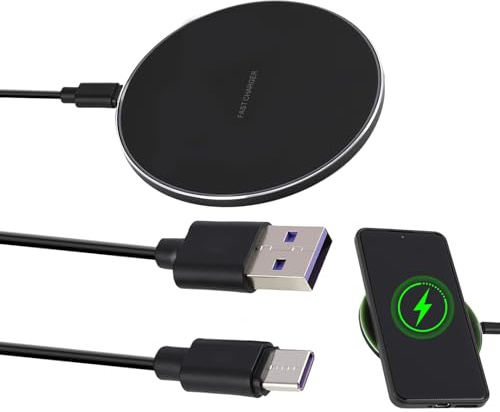 20W Cargador Inalámbrico Rápido, Cargador de Inducción Qi, Base de Carga Qi con Entrada USB C, Estación de Carga Inductiva Compatible con iPhone 15 14 13 12 11 SE X 8, Samsung Galaxy S24 S23 S22 S21