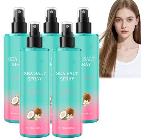 Meersalzspray Für Damen Und Herren, Leichter Halt, Frizz-Kontrolle Und Mehr Volumen – Für Mühelos Welliges Und Lockiges Haar, Natürlicher Halt, 100 Ml (5pcs)
