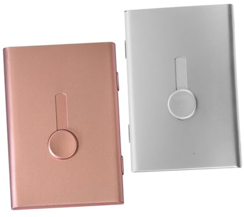STOBAZA Estuche para Tarjetas de Visita Metálico Pequeño de Aleación de Aluminio, 2 Unidades, Portátil y Resistente, Adecuado para Viajes y Conferencias, Capacidad para 20 Tarjetas
