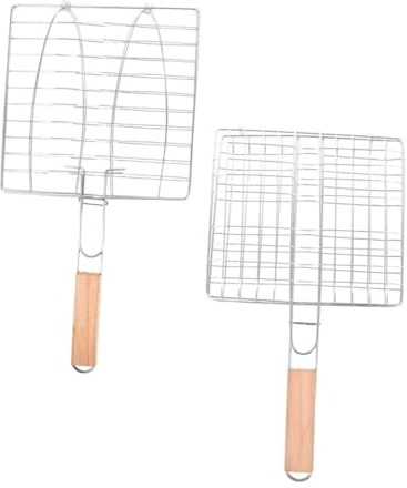 COLLBATH 2 pièces Filets de Barbecue Pliables Inoxydable pour Poissons Outils de Gril Robustes pour Cuisine et Camping Plein Air