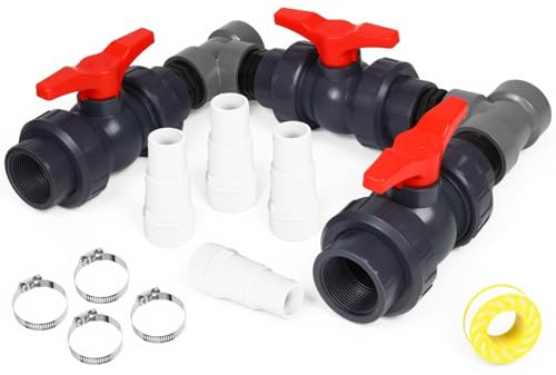 Zllzpzd Pool Bypass Set 3-Wege-Ventil Ø 32/38mm,Kompatibel mit Wärmepumpe | Solarheizung & Sandfilteranlage, zur präzisen Steuerung der Wasserzufuhr und optimalen Temperaturreg
