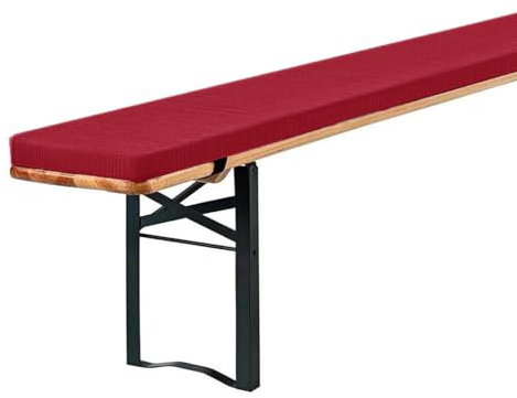 Waschbares Kissen, gepolsterter Leinen-Sitzbezug mit Reißverschluss, abnehmbar, für Biertisch und Partyzelt, Weinrot, 200 x 40 x 3 cm, perfekt für Veranstaltungen im Freien