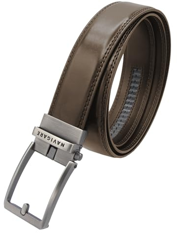 Navigare SET REGALO Cintura In Pelle Con Fibbia Automatica - Regolazione Senza Fori - Confezione Elegante, Ideale Regalo Per Uomo, Perfetta Per Look Casual, Formali (TM)