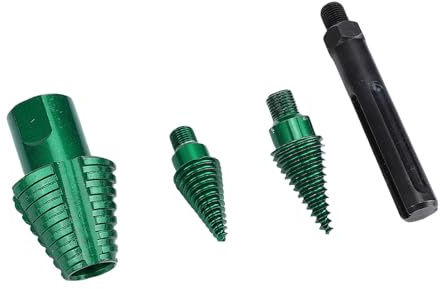 Wood splitter screw awl, firewood cutter, heavy duty steel, screw awl shaft with drill bit, suitable for electric drills, camping, and home use