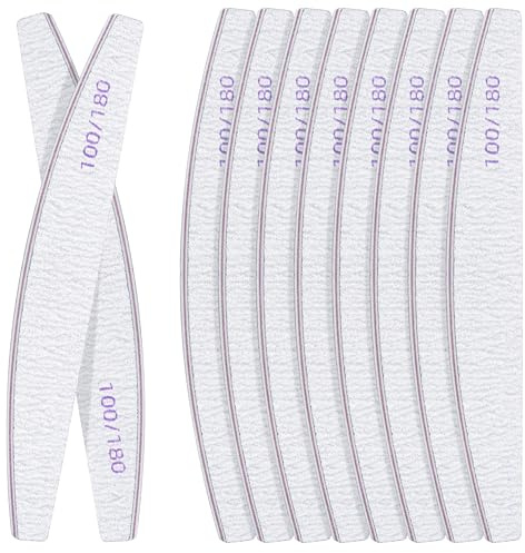 Nagelfeile 10 Stück 100/180 Grit Doppelseitig, Wiederverwendbare Feilen für Gelnägel & Naturnägel, Geeignet für Nagelstudios und DIY Maniküre Zuhause