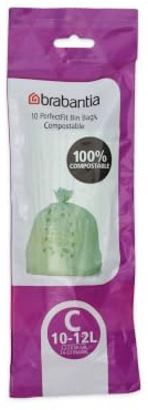 Brabantia Sacs PerfectFit,Code C 10-12L, 10 Sacs compostables