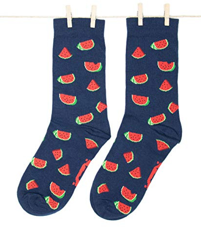 Roits Calcetines Sandías Azul Hombre y Mujer - Calcetines Divertidos de Dibujos Originales Regalo Estampados Molones Chulos Fruta