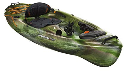 Pelican - Basscreek 100XP Fishing Kayak - Sit-On-Top Kayak - Lightweight one Person Kayak - 10 ft,Olive Camo