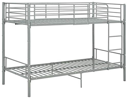 Tidyard Etagenbett Metallbett mit 2 Betten Stockbett mit Lattenroste Kinderbett Jugendbett Grau Metall 90×200 cm
