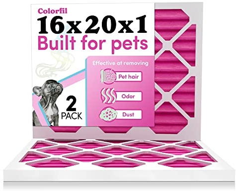 Colorfil 16x20x1 Air Filter (2-Pack) | Made in the USA | Color Changing | Remove Cat and Dog Odor | MERV 8 for Pet Hair Dander and Dust | 15.5x19.5x0.75 Exact Size