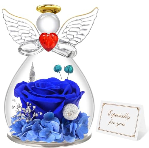 Miofula Ewige Rose Geschenke für Frauen,Infinity Rosen Schutzengel Geburtstagsgeschenk für Frauen,Blumen Engel Figur Geschenke für Mama Mutter Oma Freundin Geschenk Weihnachten Jahrestag Hochzeitstag
