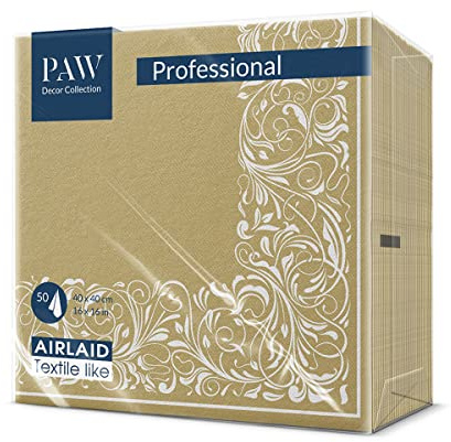 PAW Stoffähnliche Servietten 40 x 40 cm, 50 Stück - Elegantes Geflecht | Das Airlaid-Material ist reißfest und saugstark, für Hochzeit, Kommunion, Taufe und Geburtstag, auch im HoReCa-Einsatz