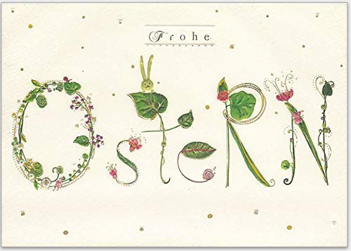 Wunderschöne neue Karte mit Umschlag, einmaliges und hochwertiges Design - original von Turnowsky (est. 1940). Grußkarten für Ostern Frohe Ostern Blumenranken