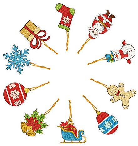 Starnearby 10 Stück Diamond Painting Weihnachts Anhänger,Weihnachten Anhänger | Christbaumschmuck | Weihnachtsanhänger | Weihnachtsdeko