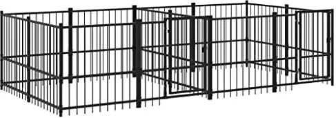 vidaXL Hundgård för utomhusbruk stål 7,51 m², hundgård, valphage, hundinhägnad, hundgårdar, valphagar, hundinhägnader, hundbur, hundburar