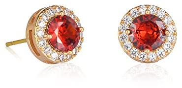 ZAVANA Gold-Ohrringe für Damen und Teenager-Mädchen im Halo-Design, Gold-Ohrstecker für Frauen mit klaren und farbigen Zirkonia-Steinen, vergoldete runde Ohrstecker in Blau, Rot, Grün oder Weiß