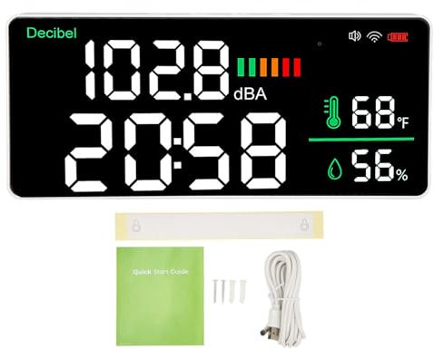 LED Decibel Meter 2.4G WiFi Fissato Al Muro 4 in 1 Fonometro 11 Pollici LED Termometro Orologio Igrometro
