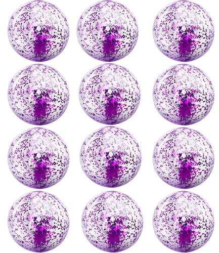 12 Pack Inflatable Beach Balls Bulk - 16 Glitter Beach Ball Pool Toys for Summer Beach Pool Party, Swimming Pool Game Water Beach Toys Kids Halloween Pool Party Favor Decorations Blow Up Beach Ball