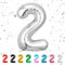 Number 2 Balloons 2,Sliver 2 Balloon 40 Inch Giant Helium Foil Number Balloons for Boys Girls Party Decor Birthday Anniversary Graduation Party Decorations Supplies