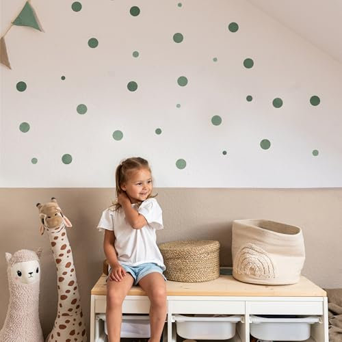 LILIMAUS Wandsticker Kinderzimmer [132 Stck. in vielen Farben] - Wandtattoo Punkte - Wandaufkleber Kinderzimmer Mädchen & Jungen - Wanddeko Kinder & Babyzimmer Deko - Aufkleber Wand - Wall stickers