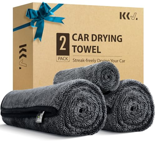 KKV 2-Pack Microfiber Towels (35x 24) Extra Large Ultra Absorbent Drying Towel for Cars and Trucks, Without Streaks, Scratches, or Water Spots