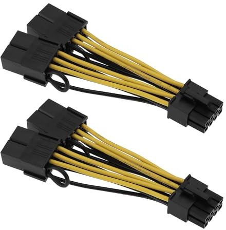 eMagTech 2 Pièces Câbles d'alimentation pour Carte Graphique 18AWG en Cuivre étamé CPU 8 Broches Mâle vers Double Câble Femelle P-CIE 8 Broches 030-0571-000 Compatible avec Tesla K80 M40 M60