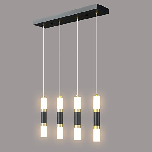 ZYBWL Moderna Nero Oro Lampada a sospensione LED Pendente Luce Mini Altezza Regolabile luce a sospensione per Camera da letto Cucina Isola Sala pranzo(4-Luce)