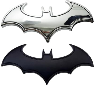 YUZNA 2 pegatinas metálicas para exterior de coche con logo de murciélago en acero inoxidable 3D