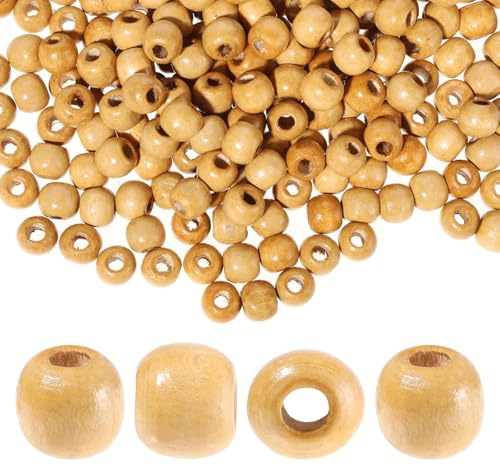 Canollo Holzperlen zum Auffädeln, 100 Stück Holzkugeln mit Loch, Holzperlen 10mm, Perlen zum Basteln, Natürliche Runde Holzkugeln Set, Perlen Holz, Holzkugel für DIY Armband Herstellung(Hellbraun)