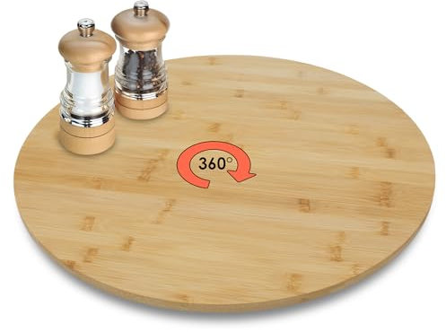 Bandeja giratoria XXL de bambú, 50 cm, plato giratorio de madera para queso, salchichas y aperitivos, plato de madera para servir, especias, plato giratorio