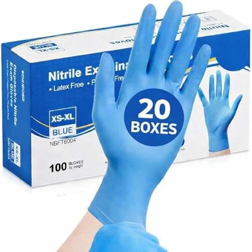 MEDITOP 2000 x Blue Disposable Extra Small Nitrile Examination Gloves Multipurpose,Mechanical, Industrial, Hair & Beauty, Janitorial, Multipurpose-Powder Free(2000 Gloves, XS)