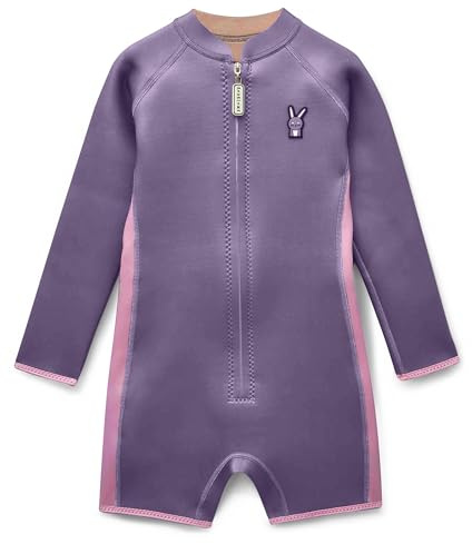 Roarsome Kids Wetsuit with Fleece Lining Made from Limestone-Based 3mm Neoprene | 2025 Softer Feel | Front Zip | Long Sleeves & Short Legs - Hop the Bunny - 3-4 Years