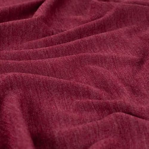 Wolljersey meliert Meterware - Wollstoff elastisch - Merinowolle Stoff - Wolle Winterstoff, Strickstoff Jersey *Ab 50 x 140 cm, Farbe: 180 dunkelrot
