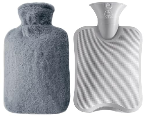 SHUOHONG Varmvattenflaska med överdrag, 2 l varmvattenflaska stor med fluffig plysch, sängflaska, långtidsvärme, fantastisk present för kvinnor, män och barn, håller dig varm utan att bränna händerna