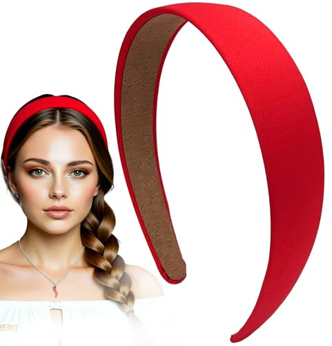 Cerchietto per Capelli Rosso Elegante per San Valentino, Fascia Antiscivolo per Donna e Ragazza, Idea Regalo Romantico per Lei, Fidanzata o Moglie, Cena o Serata Speciale, Largo 2.5 cm
