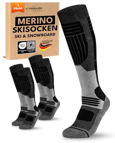 sockenkauf24 Calze da Sci Donna Lana Merino 2 Paia 35-38 Nero