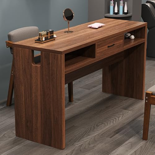 Mesa de manicura Estación Profesional Moderna con Cajones de Almacenamiento Maquillaje de Madera Vestidor Doble/Individual Clavo (Estilo 2,100X40X78Cm)