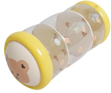 Amagogo Giocattolo gonfiabile per bambini con rullo per gattonare, attività da spingere e rotolare con campanello, giocattolo con sonaglio e palla per bambini, 50cmx22cmx22cm