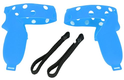 Housse de poignée de contrôleur pour 2 poignées de contrôleur VR, Housse de Protection en Silicone avec Sangle d'articulation réglable, Conception antidérapante pour Une (Bleue)